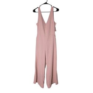 Shine Star Jumpsuit Women's Size Medium Pink Tie Closure Open Back